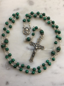 Beautiful Rosary - Malachite Gemstones - wire-wrapped - Sterling Silver CeCeAgnes