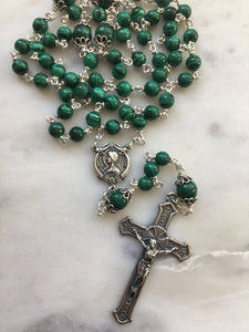 Beautiful Rosary - Malachite Gemstones - wire-wrapped - Sterling Silver CeCeAgnes