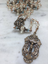 Load image into Gallery viewer, Saint Michael Chaplet - Wire wrapped - Lemon Quartz and Citrine Gemstones - Bronze - St. Michael and Angels Crucifix
