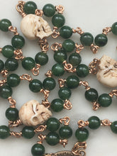 Load image into Gallery viewer, Memento Mori Rosary - Russian Jade and Bronze - Holy Face of Jesus and Pardon Crucifix
