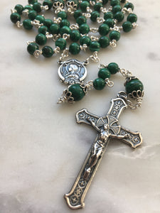 Beautiful Rosary - Malachite Gemstones - wire-wrapped - Sterling Silver CeCeAgnes