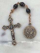 Load image into Gallery viewer, Three Hail Mary Chaplet - Holy Spirit Medal - Alpha Omega Crucifix - Garnet Gemstones - Bronze CeCeAgnes
