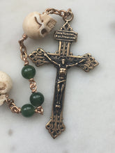 Load image into Gallery viewer, Memento Mori Rosary - Russian Jade and Bronze - Holy Face of Jesus and Pardon Crucifix
