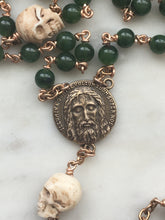 Load image into Gallery viewer, Memento Mori Rosary - Russian Jade and Bronze - Holy Face of Jesus and Pardon Crucifix
