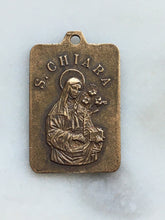 Load image into Gallery viewer, St. Francis and St. Clare Medal: Bronze Antique Reproduction Rosary Parts
