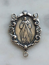 Load image into Gallery viewer, Rosary Center - Divine Mercy - Bronze or Sterling Silver - Antique Reproduction 1292 CeCeAgnes Rosary Parts
