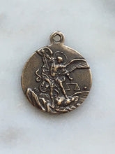 Load image into Gallery viewer, Medal - Saint Michael - Bronze  - Antique Reproduction 1353 CeCeAgnes Rosary Parts
