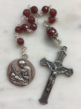 Load image into Gallery viewer, Sterling Silver Pocket Rosary: AAA Ruby Gemstones, Crucifix
