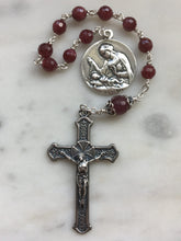 Load image into Gallery viewer, Sterling Silver Pocket Rosary: AAA Ruby Gemstones, Crucifix
