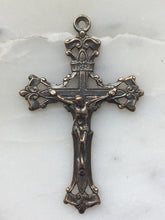 Load image into Gallery viewer, Crucifix Pendant -  Bronze - Antique French Reproduction 635 CeCeAgnes Rosary Parts
