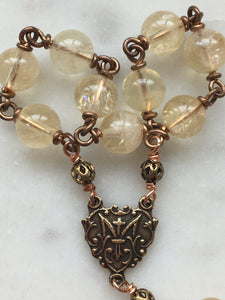 St. Raphael Chaplet - 7mm Citrine Gemstones - Solid Bronze CeCeAgnes