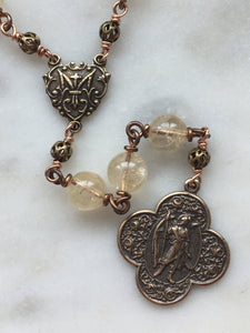 St. Raphael Chaplet - 7mm Citrine Gemstones - Solid Bronze CeCeAgnes