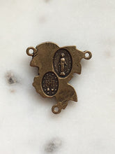 Load image into Gallery viewer, Bronze Rosary Center: 300 Roses and Miraculous Medal, Antique Reproduction
