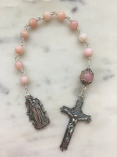 Load image into Gallery viewer, Sterling Silver Our Lady of Carmel Rosary: Pink Opal Single Decade Tenner

