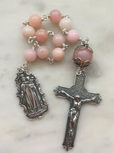Load image into Gallery viewer, Sterling Silver Our Lady of Carmel Rosary: Pink Opal Single Decade Tenner
