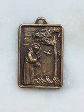 Load image into Gallery viewer, St. Francis and St. Clare Medal: Bronze Antique Reproduction Rosary Parts
