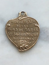 Load image into Gallery viewer, Twin Hearts Medal: 892 Antique Reproduction, Bronze or Sterling Silver Rosary Parts
