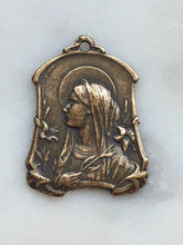 Load image into Gallery viewer, Virgin Mary with Lilies Medal: 431 Bronze Antique Reproduction
