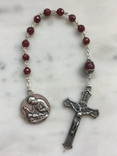 Load image into Gallery viewer, Sterling Silver Pocket Rosary: AAA Ruby Gemstones, Crucifix
