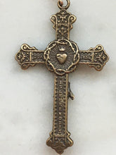 Load image into Gallery viewer, Sacred Heart Crucifix Pendant: 1516 Antique French Reproduction in  Bronze
