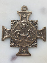 Load image into Gallery viewer, Sacred Heart Medal: Bronze Monstrance with Angels - Antique Reproduction Rosary Parts
