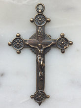 Load image into Gallery viewer, Small Trinity Crucifix -  Bronze - Antique French Reproduction 478 CeCeAgnes Rosary Parts
