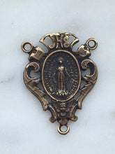 Load image into Gallery viewer, Rosary Center - Miraculous Medal - Bronze  - Antique Reproduction 609 CeCeAgnes Rosary Parts
