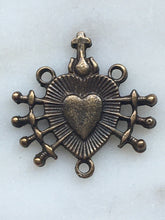 Load image into Gallery viewer, Seven Sorrows Rosary Center - Bronze  - Antique Reproduction 456 CeCeAgnes Rosary Parts
