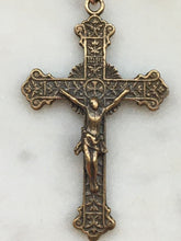 Load image into Gallery viewer, Sacred Heart Crucifix Pendant: 1516 Antique French Reproduction in  Bronze

