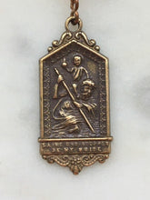 Load image into Gallery viewer, Medal - Saint Christopher - Bronze or Sterling Silver - Antique Reproduction 246 CeCeAgnes Rosary Parts
