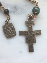 Load image into Gallery viewer, St. Francis Pocket Rosary - Bronzite and Green Chrysoberyl - Francisican Tenner - Bronze - Confirmation - Single Decade Rosary CeCeAgnes
