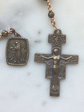 Load image into Gallery viewer, St. Francis Pocket Rosary - Bronzite and Green Chrysoberyl - Francisican Tenner - Bronze - Confirmation - Single Decade Rosary CeCeAgnes
