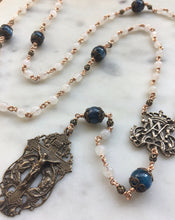 Load image into Gallery viewer, Angels with Our Lady Rosary - Wire wrapped - Moonstone and Kyanite Gemstones - Bronze
