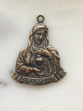 Load image into Gallery viewer, Medal - Immaculate Heart - Bronze or Sterling Silver - Antique Reproduction 489 CeCeAgnes Rosary Parts
