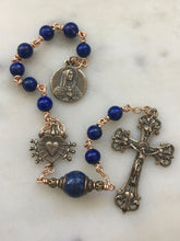 Load image into Gallery viewer, Pocket Servite Rosary - Lapis - Bronze - Seven Sorrows Chaplet - Our Lady of Sorrows CeCeAgnes
