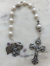 Load image into Gallery viewer, Beautiful Single Decade Rosary! - Freshwater Pearls - Sterling Silver - St. Michael - Mary and Baby - Sacred Heart CeCeAgnes
