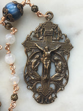 Load image into Gallery viewer, Angels with Our Lady Rosary - Wire wrapped - Moonstone and Kyanite Gemstones - Bronze
