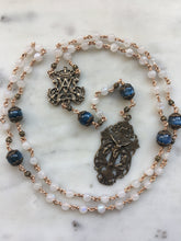 Load image into Gallery viewer, Angels with Our Lady Rosary - Wire wrapped - Moonstone and Kyanite Gemstones - Bronze
