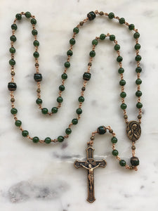 Russian Jade Rosary - Bronze - Spanish Crucifix