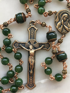 Russian Jade Rosary - Bronze - Spanish Crucifix