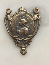 Load image into Gallery viewer, Saint Joan of Arc Rosary Centerpiece: 1142 Antique Bronze Medal
