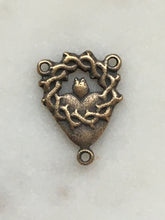 Load image into Gallery viewer, Sacred Heart Rosary Center - Bronze  - Antique Reproduction 454 CeCeAgnes Rosary Parts
