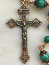 Load image into Gallery viewer, Green Malachite Rosary - Bronze Gemstone Beads
