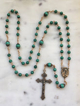 Load image into Gallery viewer, Green Malachite Rosary - Bronze Gemstone Beads
