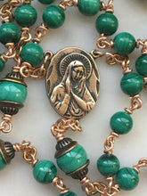 Load image into Gallery viewer, Green Malachite Rosary - Bronze Gemstone Beads

