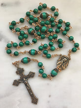 Load image into Gallery viewer, Green Malachite Rosary - Bronze Gemstone Beads
