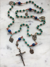 Load image into Gallery viewer, Beautiful Rosary - Malachite, Lapis, Coral, Turquoise - Bronze
