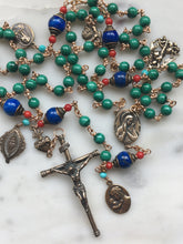 Load image into Gallery viewer, Beautiful Rosary - Malachite, Lapis, Coral, Turquoise - Bronze
