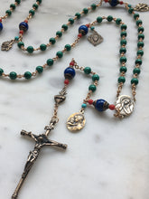 Load image into Gallery viewer, Beautiful Rosary - Malachite, Lapis, Coral, Turquoise - Bronze
