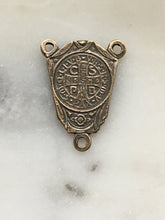 Load image into Gallery viewer, Saint Benedict Rosary Centerpiece - Bronze  - Antique Reproduction 852 CeCeAgnes Rosary Parts
